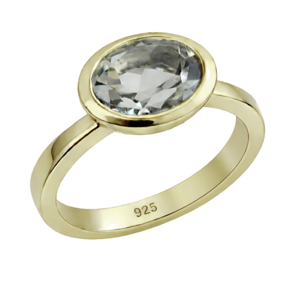 Sophia Rose Green Amethyst Gold-Plated Ring by Sophia Rose Jewellery