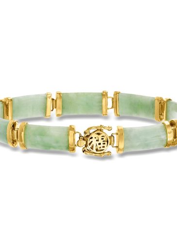 Ross-Simons Jade Good Fortune Bracelet in 18kt Gold Over Sterling by Ross-Simons