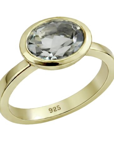 Sophia Rose Green Amethyst Gold-Plated Ring by Sophia Rose Jewellery