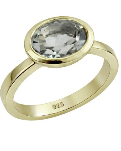 Sophia Rose Green Amethyst Gold-Plated Ring by Sophia Rose Jewellery